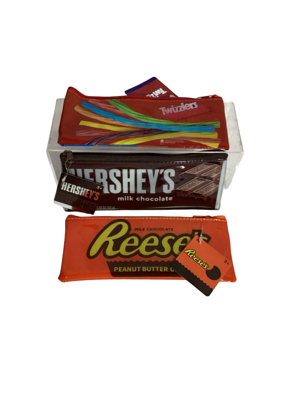 Hershey’s, Reese’s & Twizzler’s Zippered Vinyl Pencil Cosmetic Case Pouches Set